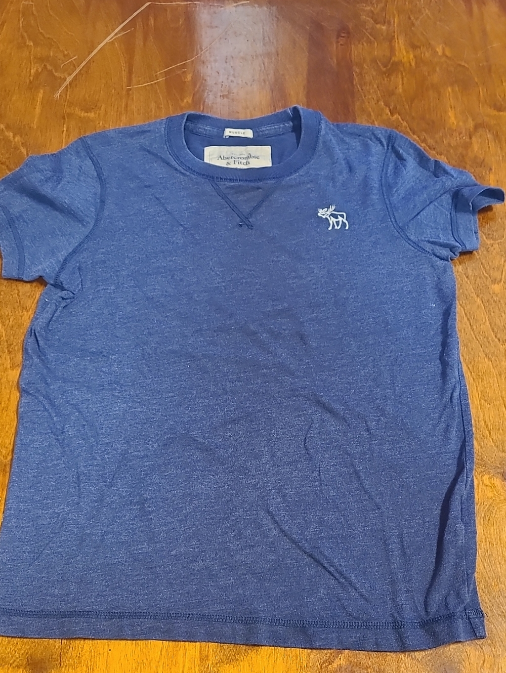Y2k Abercrombie & Fitch Mens Navy Blue Muscle Logo Crew Tee